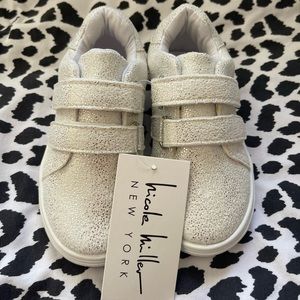 Nicole Miller White with Silver Specks Strap Sneaker